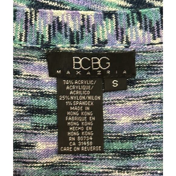 Vintage BCBGMAXAZRIA Y2K Cardigan Sweater Dress Button Up Sheath Teal Abstract - Picture 8 of 9